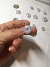 Load image into Gallery viewer, 11.9-19.7mm Type A 100% Natural light purple white gary Jadeite Jade Safety Guardian Button donuts Pendant group AA69