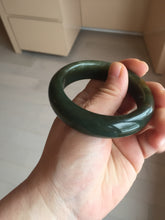 Load image into Gallery viewer, 52.3mm 100% Natural dark green yellow nephrite Jade bangle(河磨玉) HE103