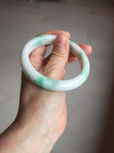 Load image into Gallery viewer, 57mm Certified Type A 100% Natural sunny green/white(白底青) Jadeite Jade bangle AY91-2805