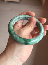 Load image into Gallery viewer, 60.5mm certified Type A 100% Natural sunny green gray black Jadeite Jade bangle BS81-9872