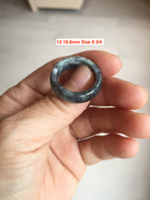 Load image into Gallery viewer, Size 7-10 100% natural type A black white green (Wuji 乌鸡翡翠) jadeite jade band ring AM4 (add on item!)