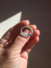 Load image into Gallery viewer, 16.9mm size 6 1/2 17.1mm 6 3/4 100% natural type A icy watery green/blue icy watery Guatemala jadeite jade band ring group BP81
