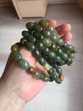 Load image into Gallery viewer, 100% Natural 12x9mm green/yellow olives shape nephriteJade bead bracelet group HE92