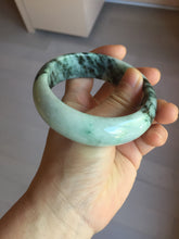 Load image into Gallery viewer, 59mm certified Type A 100% Natural dark green white broad Jadeite Jade bangle PE100-6230
