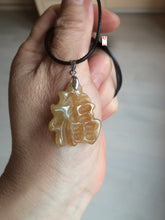 Load image into Gallery viewer, 100% Natural light sugar yellow/green jadeite Jade blessed fortune pendant BG6