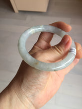 Load image into Gallery viewer, 54.7mm 100% natural type A icy watery light green/brown/black seaweed round cut jadeite jade bangle Q140-5253