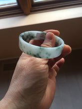 Load image into Gallery viewer, 50.8mm Certified type A 100% Natural sunny green/white/purple Little Wildflower thin square Jadeite Jade bangle PA252-6917