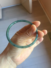 Load image into Gallery viewer, 58mm Type A 100% Natural half black half icy dark green/blue/gray Guatemala skinny round cut Jadeite bangle PJ25-9700