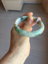 Load image into Gallery viewer, 55.5mm certified 100% natural Type A green white red with green floating flowers carved and golden-painted jadeite jade bangle PF82-6076