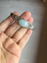 Load image into Gallery viewer, Size 52-58mm 100% natural type A light green purple jadeite jade cabochon beads open Cuff bracelet PB218