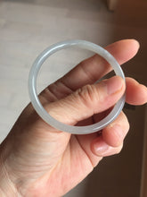 Load image into Gallery viewer, 52.5mm Certified 100% Natural Icy Watery Gray Very Light Smoky Purple (烟紫) round cut Nephrite Bangle HN229-9213