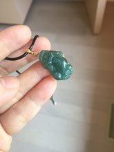 Load image into Gallery viewer, 100% Natural Type A Blue Green Gray Black 3D Pixiu (貔貅) Feng Shui Wealth Attractor Guatemala Jadeite Pendant Group Necklace PH222