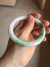 Load image into Gallery viewer, 56mm Certified Type A 100% Natural sunny green purple round cut Jadeite Jade bangle PB99-4951