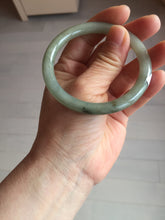 Load image into Gallery viewer, 54.5mm Certified type A 100% Natural light green gray black slim round cut Jadeite bangle PA197-2440