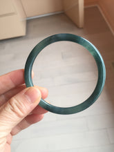 Load image into Gallery viewer, 60.5mm Certified Type A 100% Natural dark green blue gray black slim round cut Guatemala Jadeite bangle PC176-2056