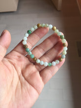 Load image into Gallery viewer, 5.7-6mm size 52-56mm 100% natural type A green/yellow/brown/white jadeite jade beads bracelet PB74