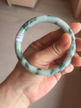 Load image into Gallery viewer, 57.9mm certified Type A 100% Natural light green with floating green flowers round cut Jadeite Jade bangle AU12-3021