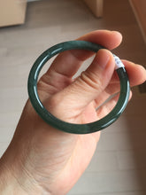 Load image into Gallery viewer, 54mm Certified Type A 100% Natural dark green/blue/gray Guatemala slim round cut Jadeite bangle PC184-0790