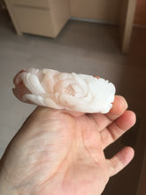 Load image into Gallery viewer, 51mm 100% natural pink red brown carved Phoenix and Peony (凤穿牡丹) Quartzite (Shetaicui jade) bangle SY126