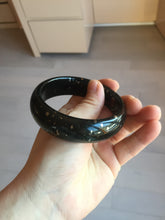 Load image into Gallery viewer, 59mm 100% Natural dark green/black meteorite Stellar Night sky nephrite Jade bangle HF94-1030