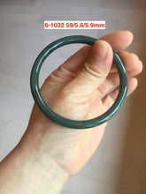 Load image into Gallery viewer, 51-61mm Certified type A 100% Natural dark green/blue/gray slim round cut Guatemala Jadeite bangle no crack group GL52