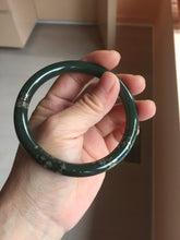 Load image into Gallery viewer, 60.9mm 100% Natural Dark Green/Black Meteorite Star Night Sky Galaxy Round Cut Nephrite Bangle HK3-0558