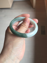 Load image into Gallery viewer, 51mm certified 100% natural Type A sunny green oily dark green gray black(老油青) half mountain half water (半山半水) oval jadeite jade bangle BS175-0060