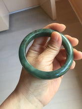 Load image into Gallery viewer, 57.2mm Certified type A 100% Natural oily dark green (老油青) blue gray black Mountains Afar in Blue-Green Haze(远山如黛)Jadeite bangle PC255-0556