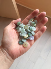Load image into Gallery viewer, 12.5-13mm Type A 100% Natural icy watery green purple white yellow Jadeite Safety Guardian Button donuts pendant PF2