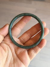 Load image into Gallery viewer, 58.2mm Certified Type A 100% Natural dark green blue gray black slim round cut Guatemala Jadeite bangle PC201-4313