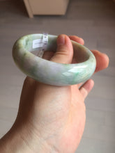 Load image into Gallery viewer, 56.5mm certificated Type A 100% Natural sunny green/purple/yellow Monet’s Water Lilies Jade bangle E62-1029