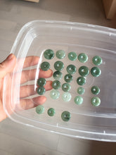 Load image into Gallery viewer, 9.5-17mm Type A 100% Natural icy watery oily dark green gray black(油青) Jadeite Jade Safety Guardian Button donuts Pendant group AU80 add on item
