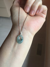Load image into Gallery viewer, 15mm Type A 100% Natural Icy Watery Light Green Dark Green Gray Guatemala Jadeite Jade Oval Safety Guardian Pendant PE112