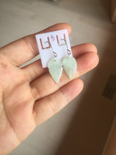 Load image into Gallery viewer, 100% natural type A icy watery light green jadeite jade leaf earring PC25-5