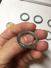 Load image into Gallery viewer, 19.4mm size 9 1/2 100% natural type A icy watery green/blue slim style Guatemala jadeite jade band ring group BP70