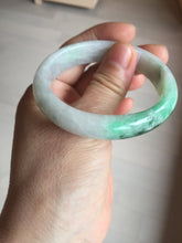 Load image into Gallery viewer, 47mm certified 100% natural Type A sunny green white oval jadeite jade bangle BP49-9340