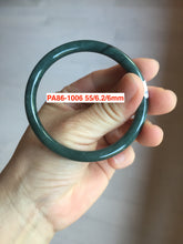 Load image into Gallery viewer, 51-61mm Certified type A 100% Natural dark green/blue/gray slim round cut Guatemala Jadeite bangle no crack group GL52