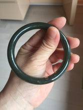 Load image into Gallery viewer, 58.2mm certified 100% Natural dark green/black meteorite round cut nephrite bangle HN163-5908