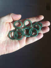Load image into Gallery viewer, 100% natural type A ice watery dark green/gray/black(冰油青) jadeite jade band ring AU83