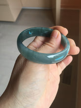 Load image into Gallery viewer, 52.8mm Certified Type A 100% Natural icy watery deep sea green/blue/gray/black Guatemala Jadeite bangle PJ31-6391