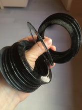 Load image into Gallery viewer, 51-52mm Certified Type A 100% Natural black (Wuji) flat style Jadeite Jade jingle bangle group w107