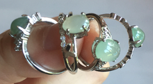 Load image into Gallery viewer, 100% natural type A icy watery green dark green four-prong jadeite jade ring group BP145