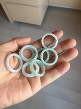 Load image into Gallery viewer, Size 6 1/2-9 100% natural type A white light green broad jadeite jade band ring PA253