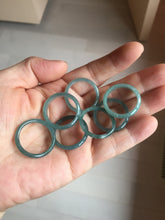 Load image into Gallery viewer, 19.6mm size 9 3/4 100% natural type A icy watery green/blue slim style Guatemala jadeite jade band ring group PE130