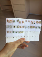 Load image into Gallery viewer, 100% Natural type A icy watery green white stud jadeite Jade beads earring group PC3