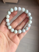Load image into Gallery viewer, 10.5mm size 52-60mm 100% natural type A white green purple jadeite jade beads bracelet PB83