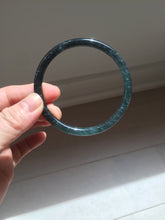 Load image into Gallery viewer, 59.2mm Certified Type A 100% Natural Half Black (乌鸡) / Half Watery Blue (蓝水)/gray Guatemala Jadeite Jade Bangle AZ148-1369