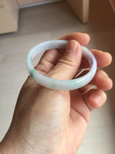 Load image into Gallery viewer, 50.3mm certified 100% natural Type A sunny green white/purple(春带彩) slim jadeite jade bangle BS166-1621