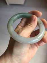 Load image into Gallery viewer, 55.3mm certified type A 100% Natural light green dark green gray(淡油青) black jadeite jade bangle BS152-0491