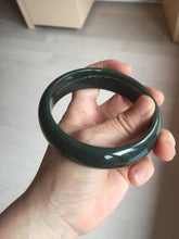 Load image into Gallery viewer, 62.5mm 100% Natural dark green/black meteorite Star Trail(星轨) Night sky nephrite bangle HN161-5901